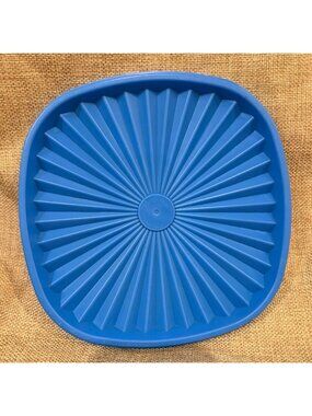 Tupperware Blue Plastic Square Replacement Lid Servalier Sunburst Model 839-4